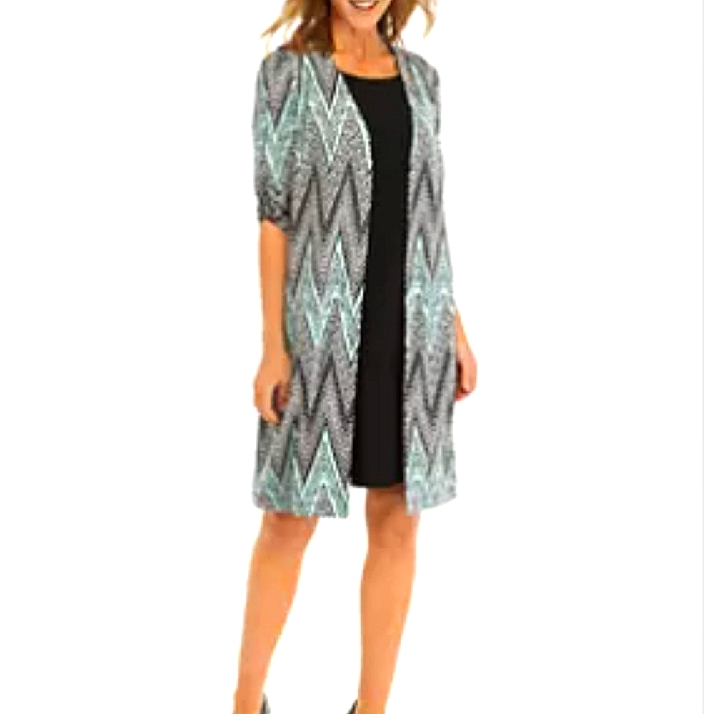 NWT Perceptions New York Chevron Print Long Jacket Shift Dress Midi size XL